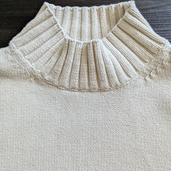 J Crew Cream Mock Neck Sweater 100% Cotton Size XXL - Picture 4 of 10